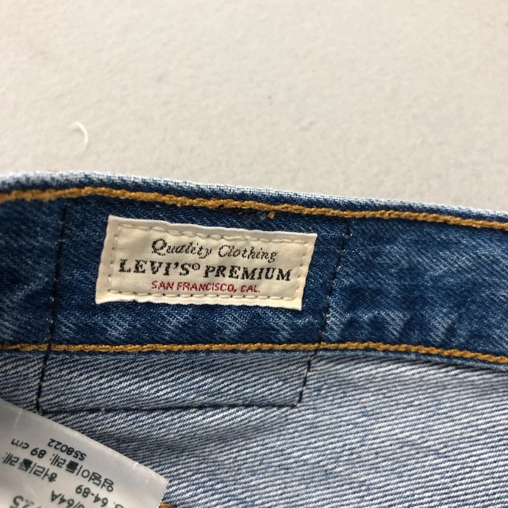 Levi 501 Cut Off Jean Shorts Womens 25 0 Blue Denim Distressed Mid Rise Festival